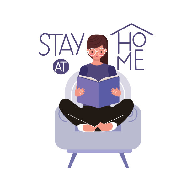 呆在家里。向量图片下载
