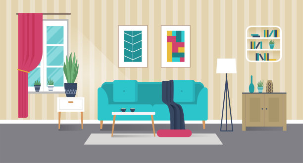 时尚的客厅内饰有沙发和家具图片下载