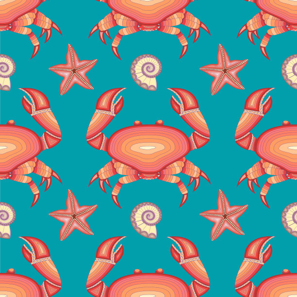 无缝海洋背景与螃蟹图片下载