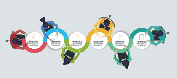 商人和女士为成功头脑风暴-想法和概念矢量插图信息图，模板，步骤。图片下载