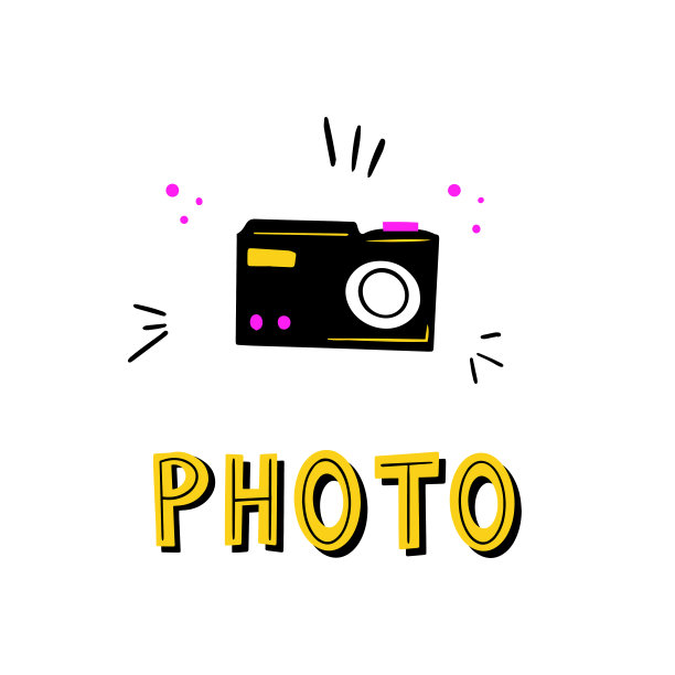 复古相机和手绘字母矢量插图在涂鸦风格。图片下载