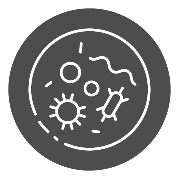 人体细胞对抗冠状病毒在显微镜下的固体图标。健康细胞，白色背景上有病毒字形象形图。移动概念和网页设计的covid - 19标志。矢量图形。图片下载