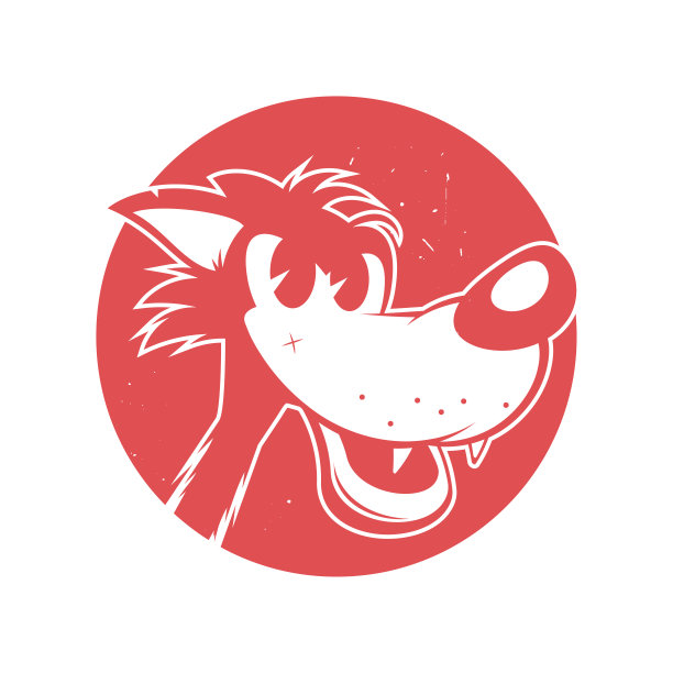 有趣的卡通狼复古插画图片下载