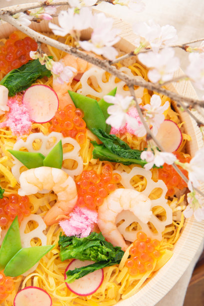 日本料理，五颜六色的Chirashi寿司图片下载