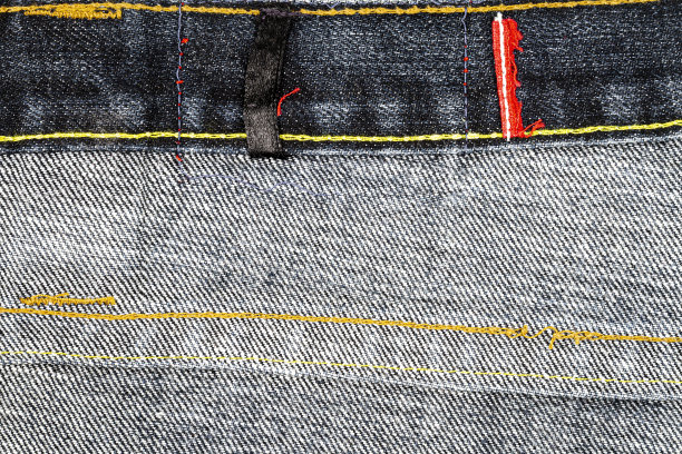 背面的黑色牛仔裤织物图片下载