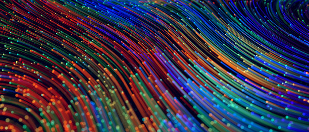 抽象多彩的技术线条大数据流图片下载