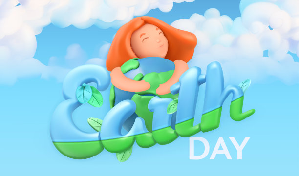 地球日的假期。自然生态背景。三维矢量海报设计图片下载