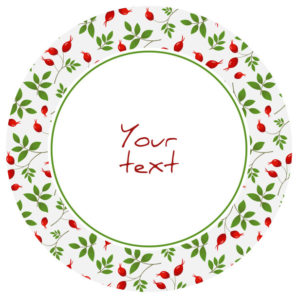 圆形框架与玫瑰果。图片下载