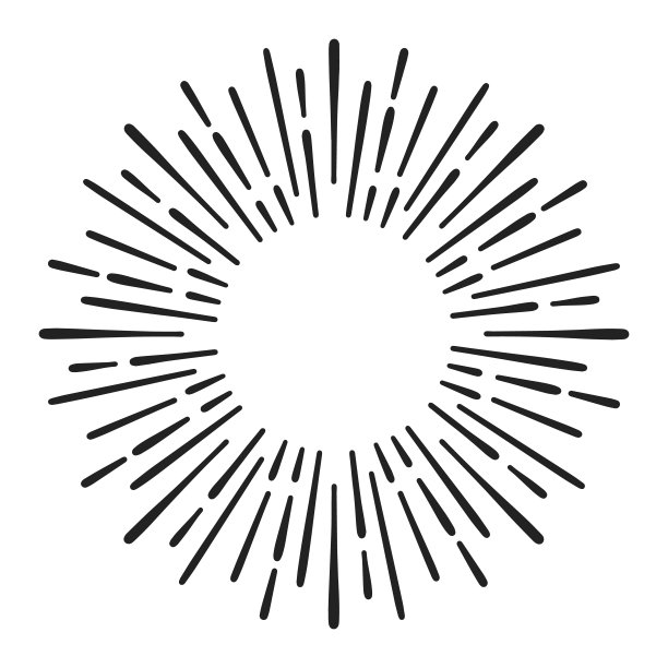 Sunburst涂鸦线条艺术。手画太阳爆，圆旗随圆爆。复古素描射线，黑色框架孤立在白色背景。单色手工设计元素图片下载