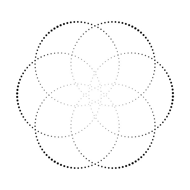 虚线抽象的花。半色调造型设计图片下载