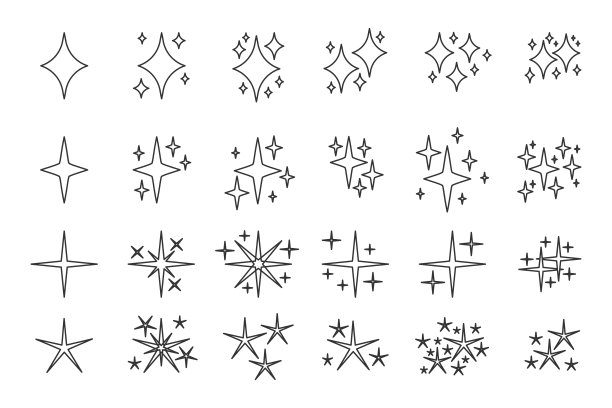 黑线闪烁图标星星闪烁向量集图片下载