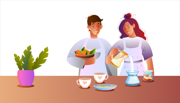 相爱的夫妇一起在厨房度过时光图片下载