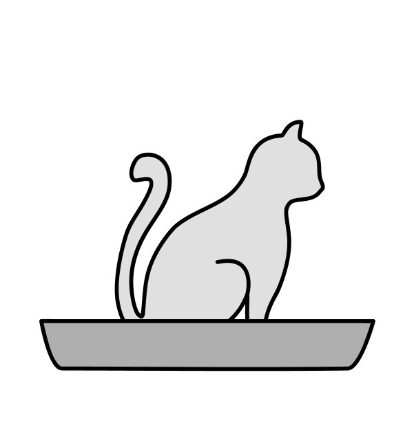 猫正坐在马桶托盘里。猫去上厕所。矢量插图。图片下载