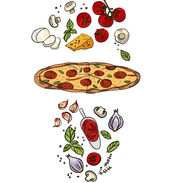 意大利辣香肠比萨饼图片下载