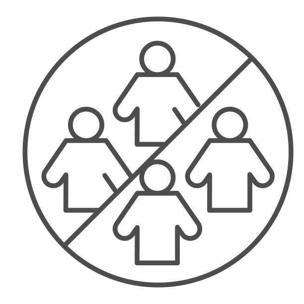 禁止人群聚集细线图标：保持社交距离图片下载