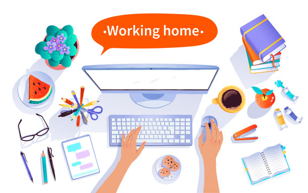 工作家庭概念矢量插图图片下载