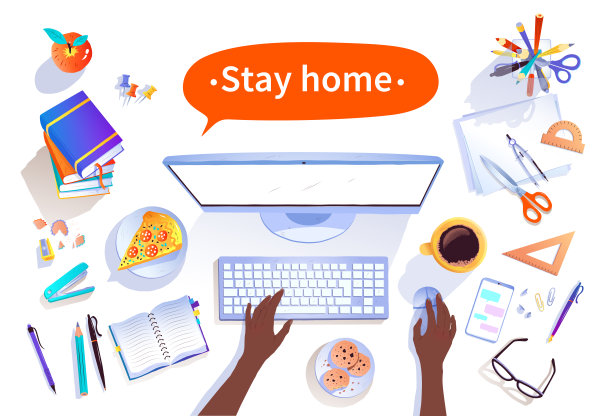 Stay Home概念矢量顶视图插图图片下载