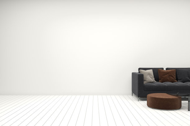 客厅概念室内。3d渲染沙发台灯背景木地板木墙模板设计纹理图片下载