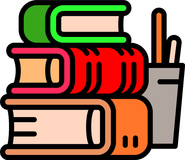 堆叠学校书籍图标大纲风格图片下载