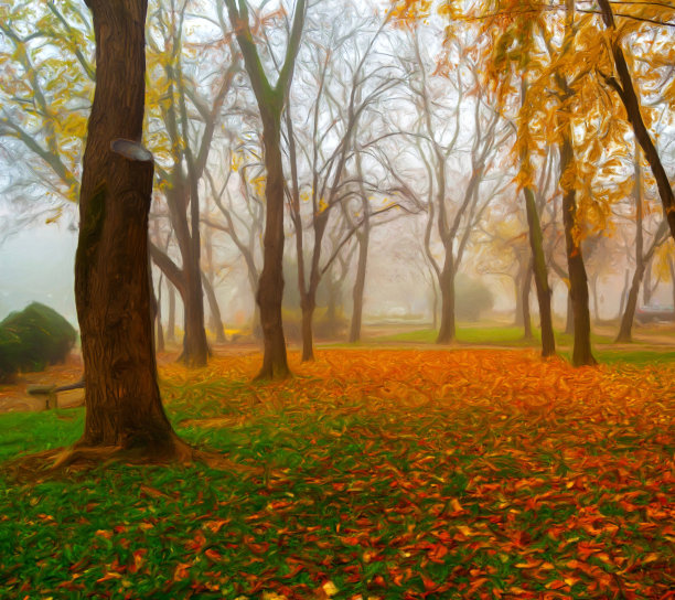 石油山水画图片下载