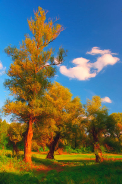 石油山水画图片下载