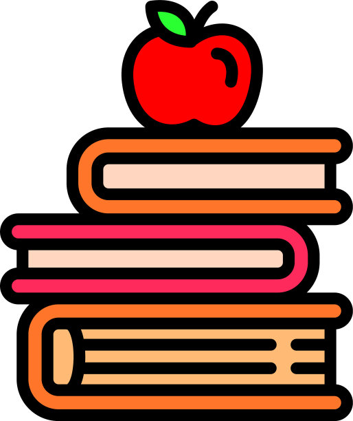 苹果上的书堆图标轮廓风格图片下载