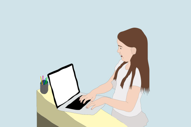 弹钢琴，钢琴女孩，插图。图片下载