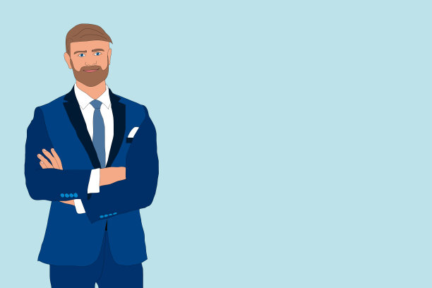 商人和智能手机的信息图表在屏幕上。商人竖起大拇指。图片下载