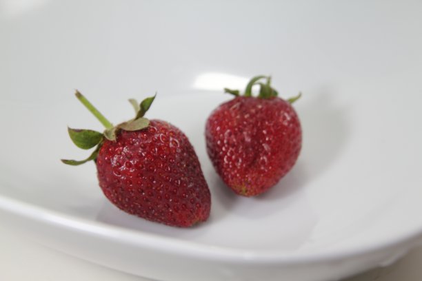 新鲜的草莓照片在白色的背景图片下载