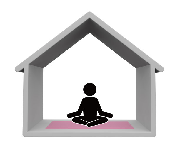 练习瑜伽的女人。对健康的冥想。呆在家里。三维渲染图片下载