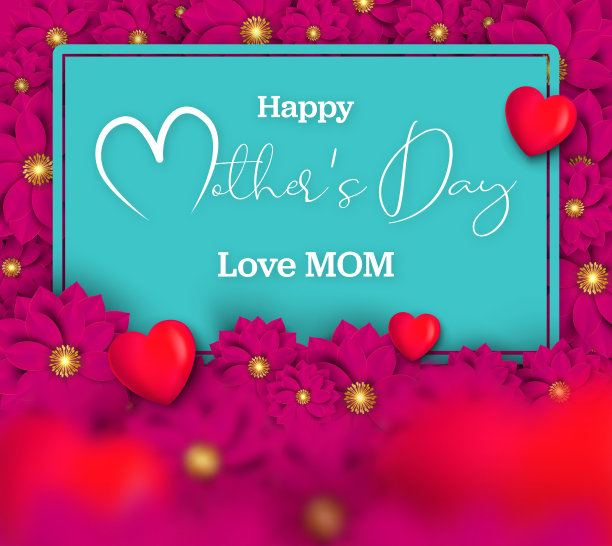 母亲节明信片，纸花和信件图片下载