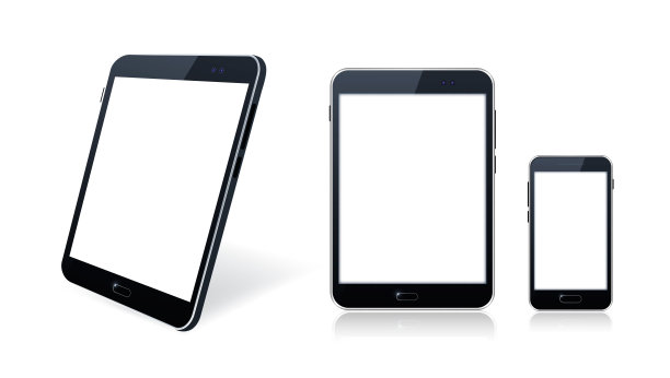 一套技术设备与空白屏幕上的白色背景图片下载