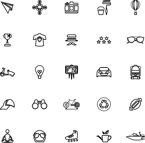 时髦的线条图标在白色的背景图片下载