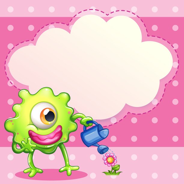 一个绿色的独眼怪物在给植物浇水图片下载