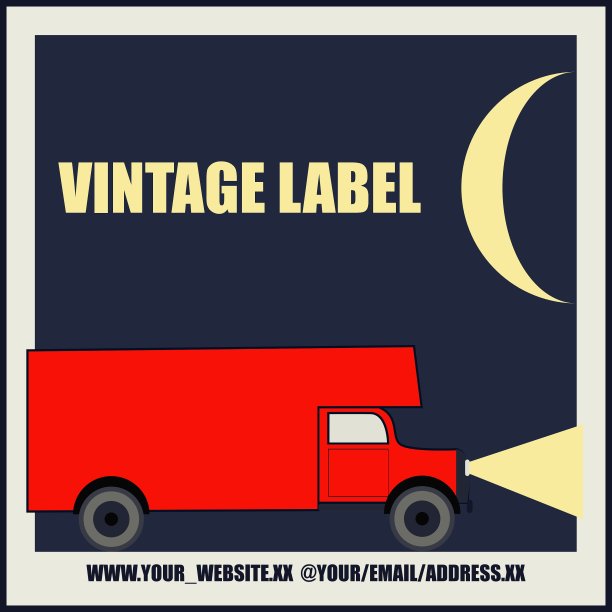 隔夜递送货车古董标签图片下载