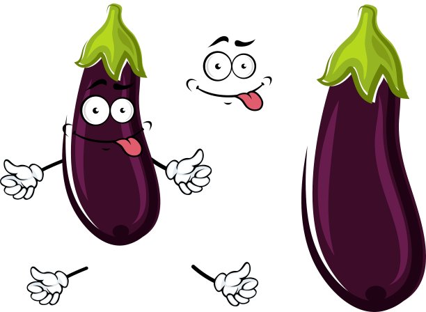 快乐时髦的卡通茄子或茄子图片下载