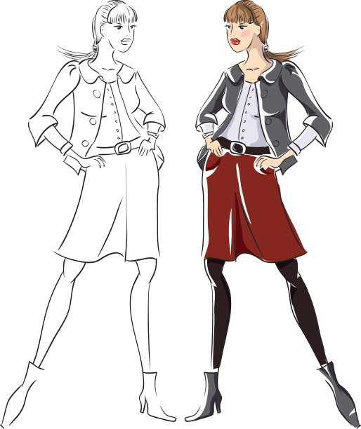 女孩草图图片下载