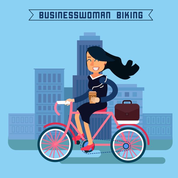 在城市里骑自行车的女商人图片下载