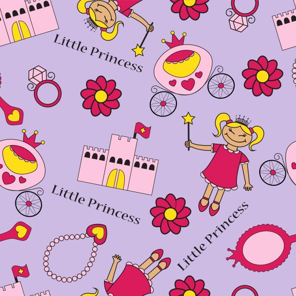 无缝背景与公主图片下载