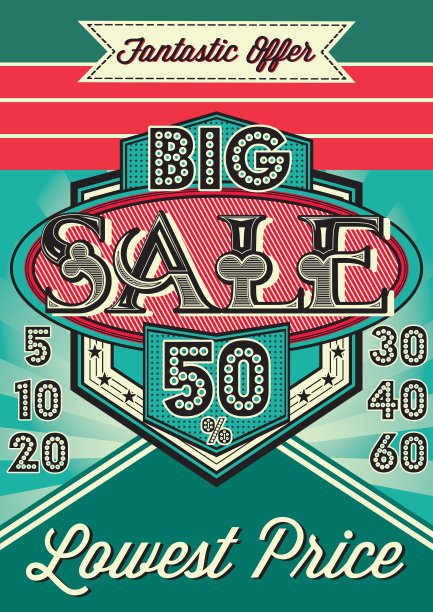 为大减价制作的复古海报模板图片下载