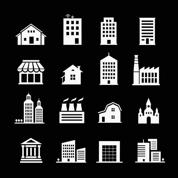 深色背景上的白色建筑图片下载