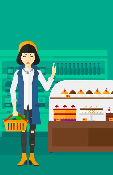 拿着超市购物篮的女人图片下载