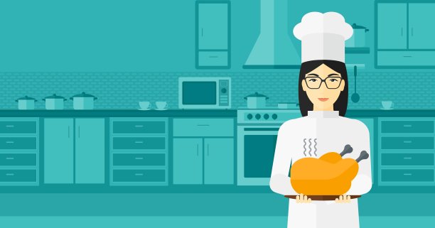 拿着烤鸡的女人图片下载