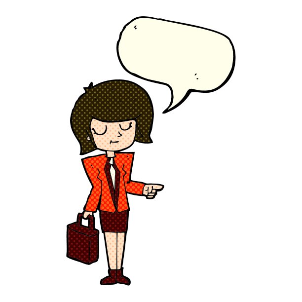 卡通女商人用言语指着泡泡图片下载