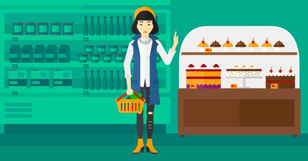 拿着超市购物篮的女人图片下载