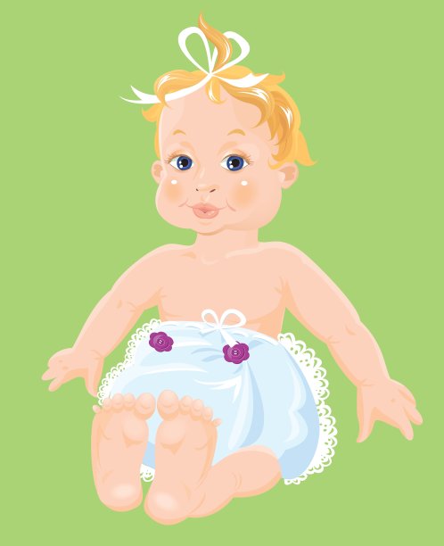 红发宝贝女孩梳洗pampers孤立o图片下载