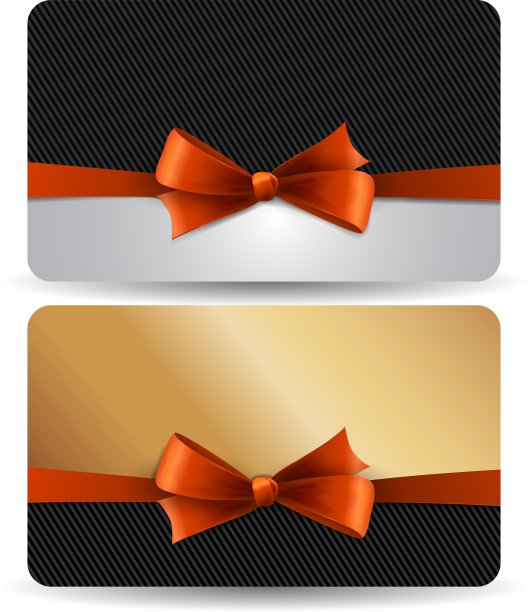 带红丝带和蝴蝶结的节日礼品卡图片下载