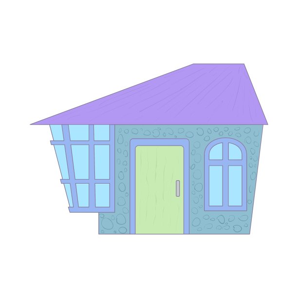 蓝色农舍图标卡通风格图片下载