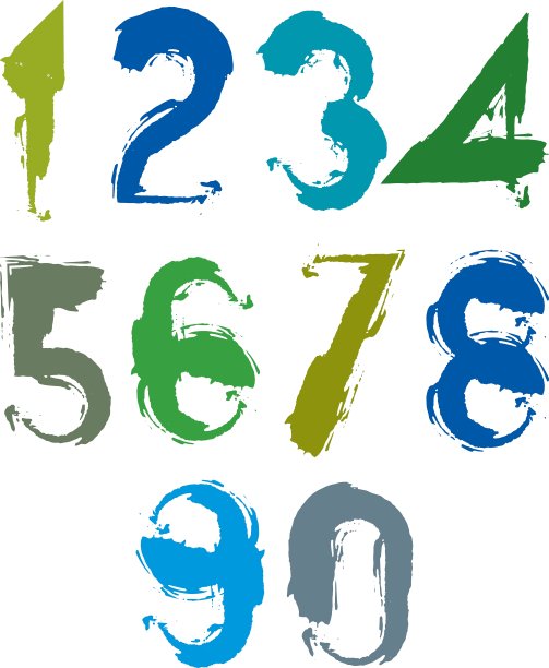 彩色手写数字涂鸦刷图片下载