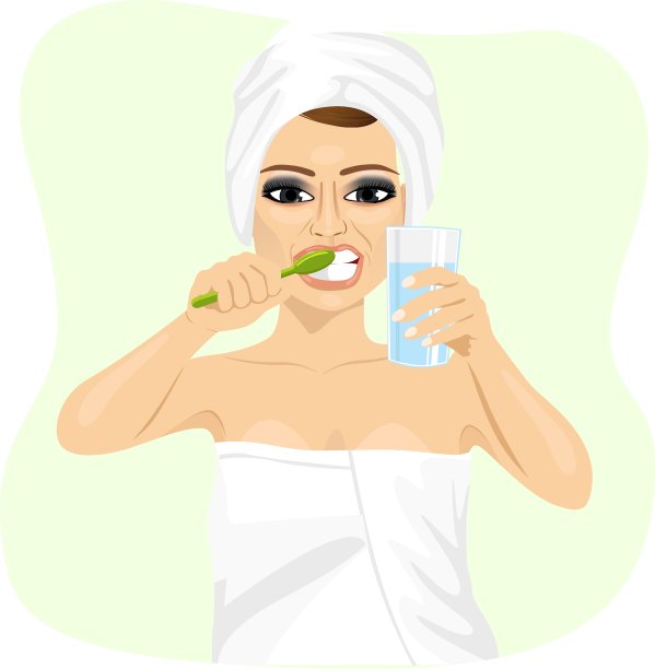 正在刷牙的漂亮年轻女子图片下载